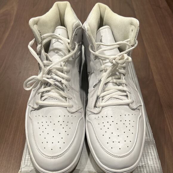 Vintage Air Jordan Retro 1 White Metallic Silver 2002 Sneakers Size 14 Pre-Owned main image 12